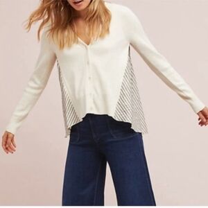 Anthropologie Moth Striped Back Swing Cardigan Size S